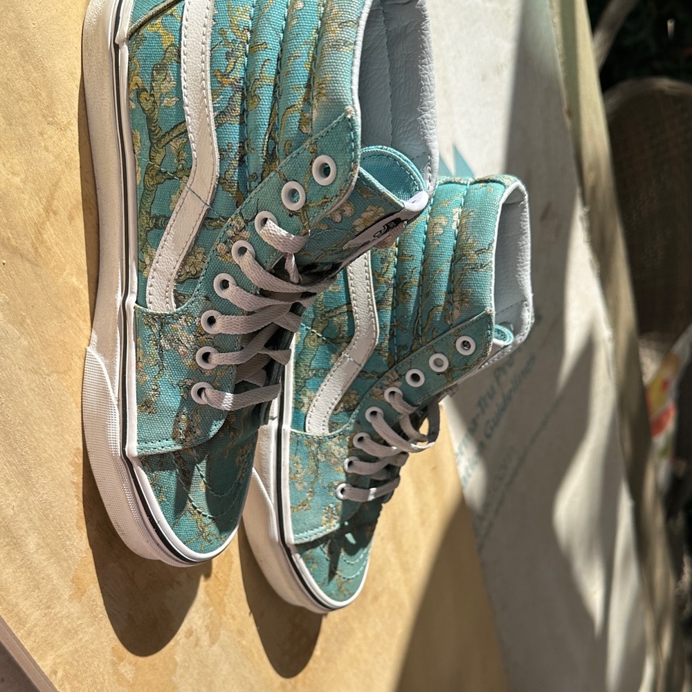 Vans Teal and Gold High-Top Sneakers